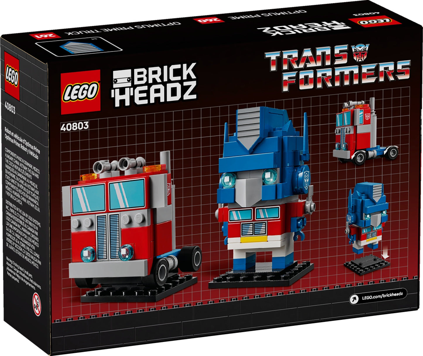 40803 LEGO BrickHeadz Optimus Prime Robot & Vehicle