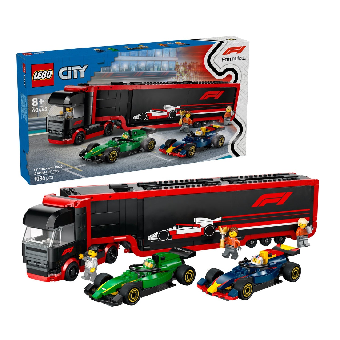 60445 LEGO City F1 Truck with RB20 & AMR24 F1 Cars